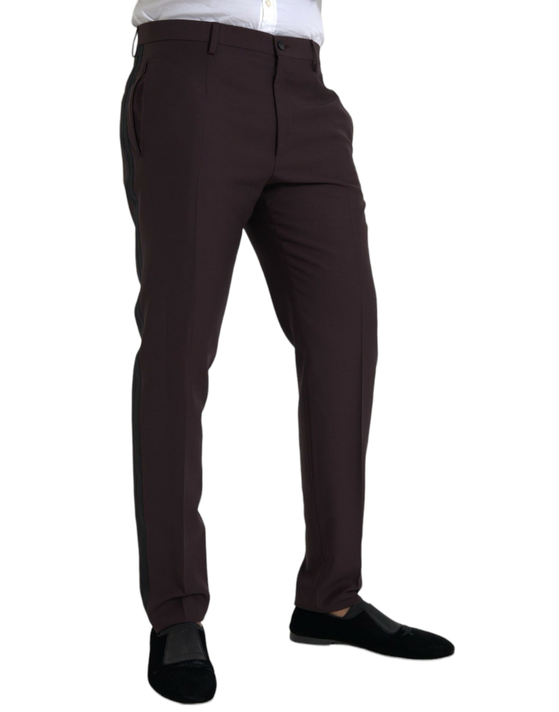 Dark Brown Wool Slim Fit Pants