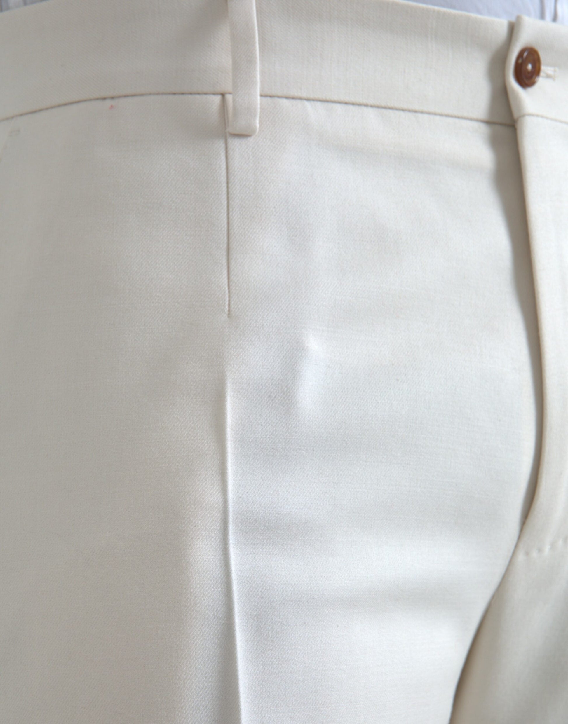 White Wool Wide Leg Mid Waist Pants