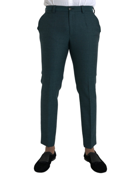 Green Wool Skinny Slim Dress Pants