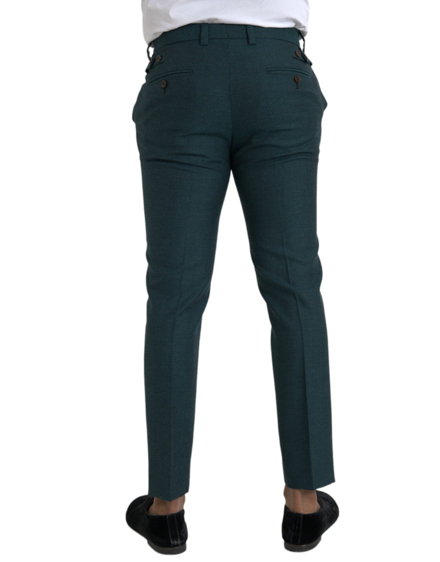 Green Wool Skinny Slim Dress Pants