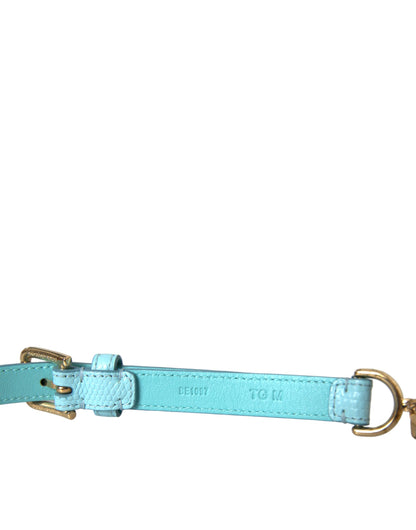 Light Blue Leather Crystal Chain Waist Belt