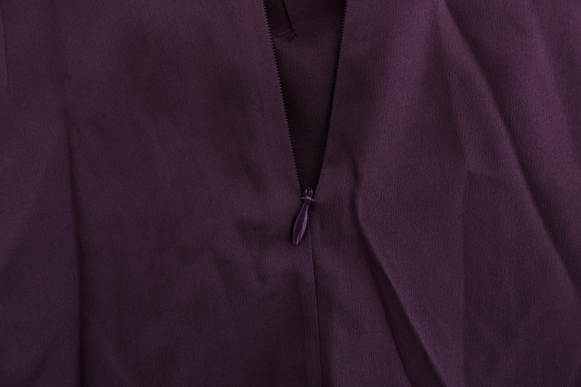 Vestido recto de encaje de seda morado elegante