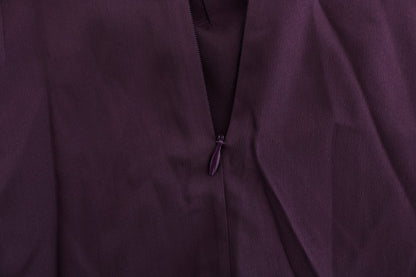 Vestido recto de encaje de seda morado elegante