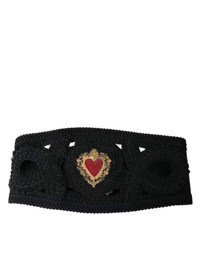 Black Canvas Embellished Waist Women Belt