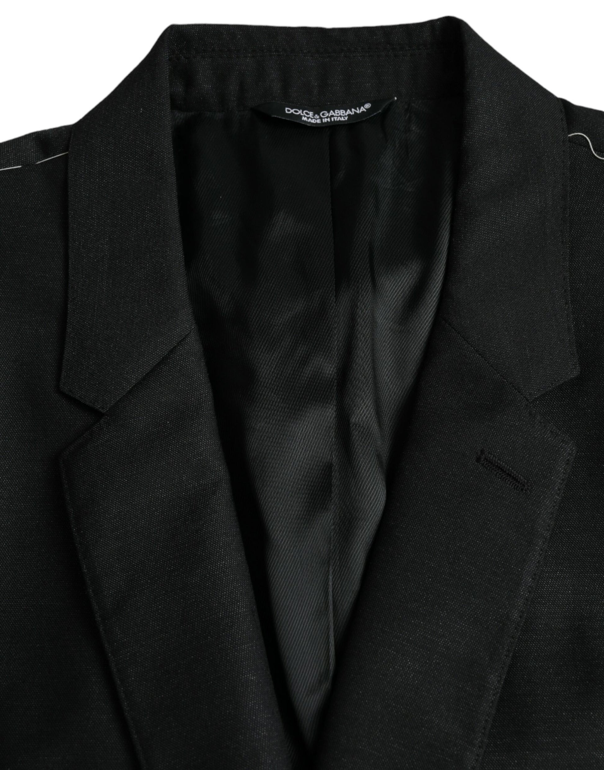 Black Wool Notch SingleBreasted Coat Blazer