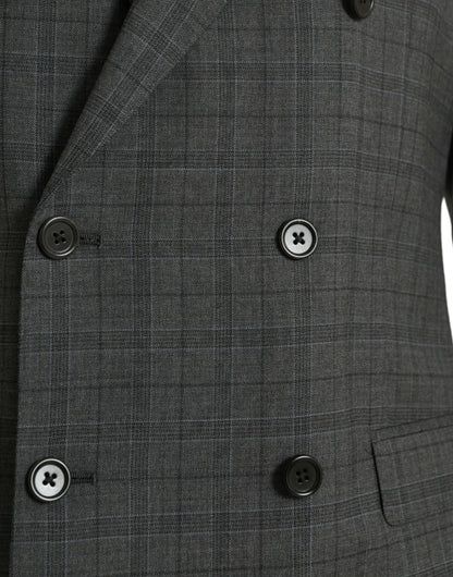 Gray Plaid Wool MARTINI Formal 2 Piece Suit