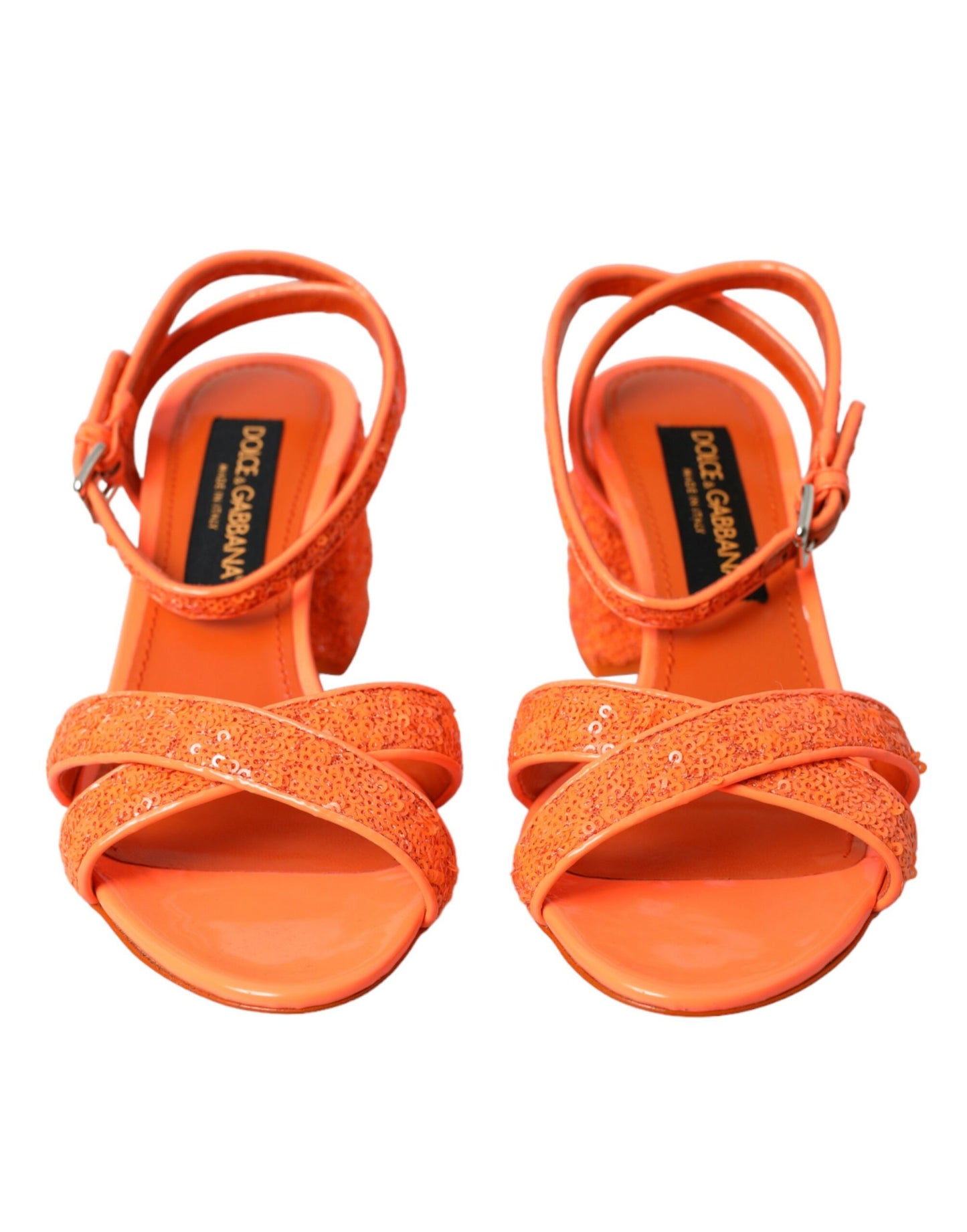 Orange Sequin Ankle Strap Sandals Shoes