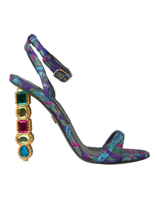 Multicolor Jacquard Crystals Sandals Shoes