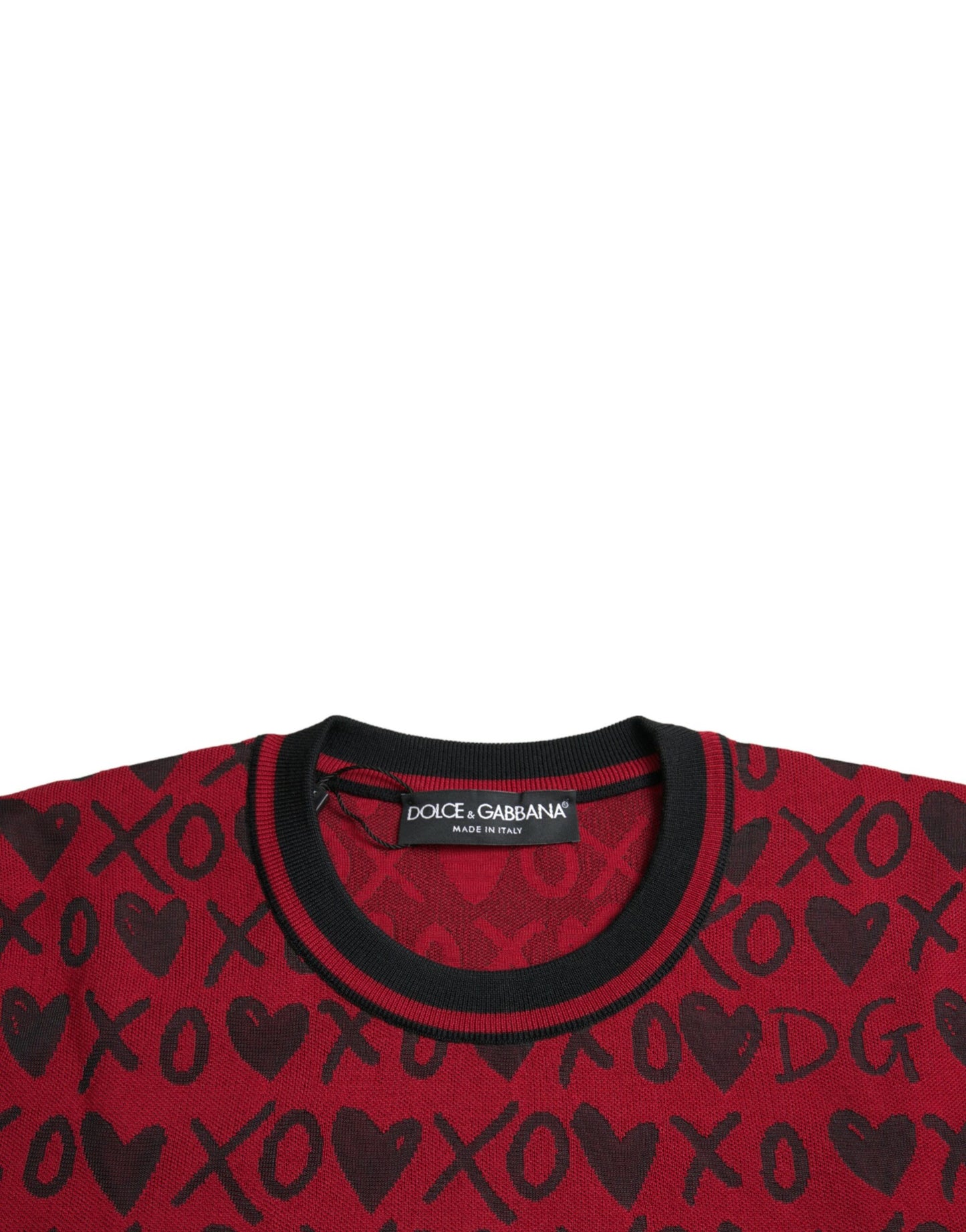 Red Black XOXO Crew Neck Pullover Sweater