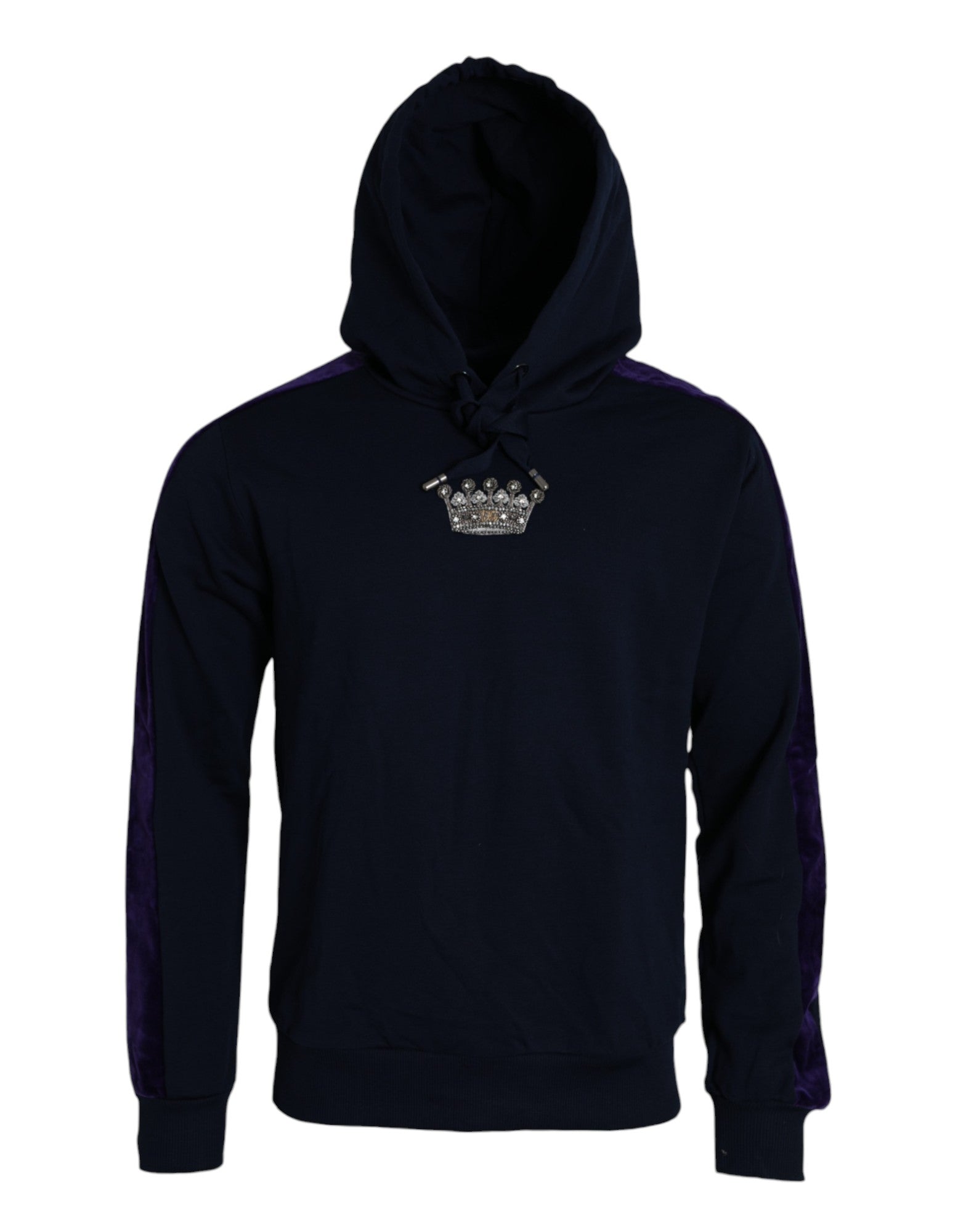 Dark Blue Cotton Crown Hooded Sweatshirt Sweater