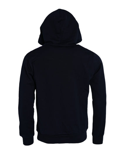 Dark Blue Cotton Crown Hooded Sweatshirt Sweater