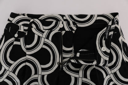 Pantalones cortos elegantes de lino estampados en blanco y negro