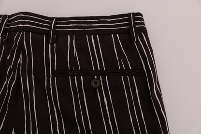 Bordeaux Striped Cotton Knee High Shorts