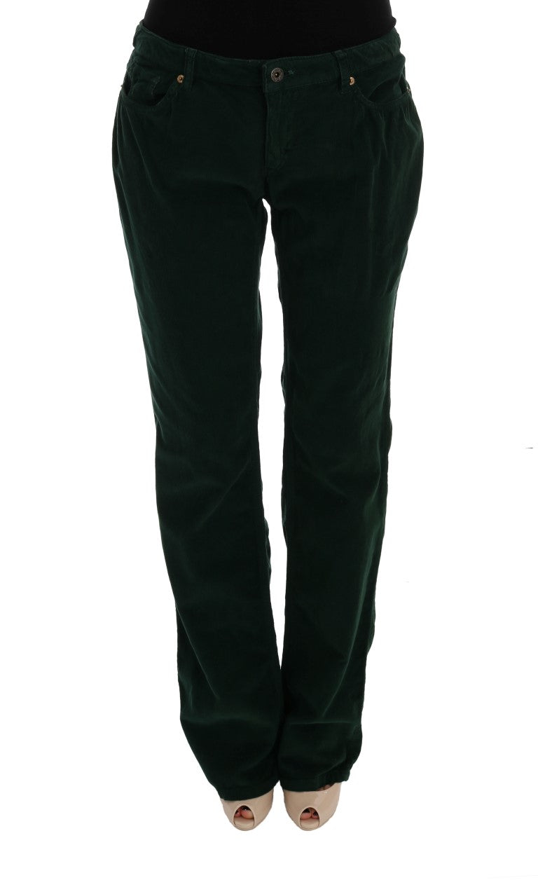 Elegante groene katoenmix broek