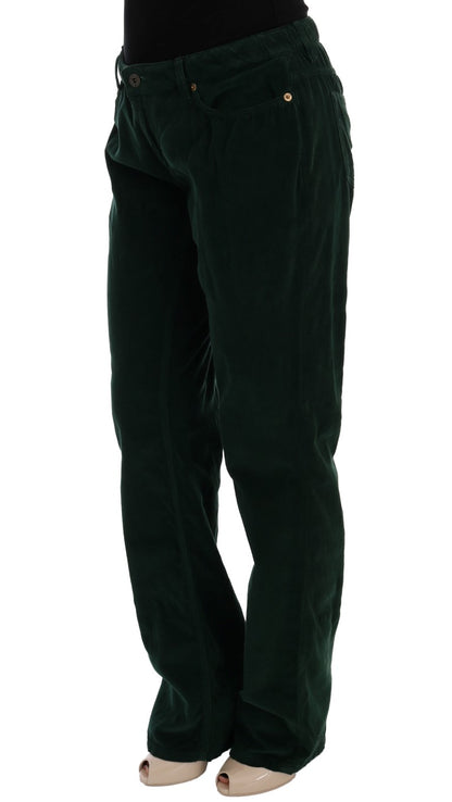 Elegante groene katoenmix broek