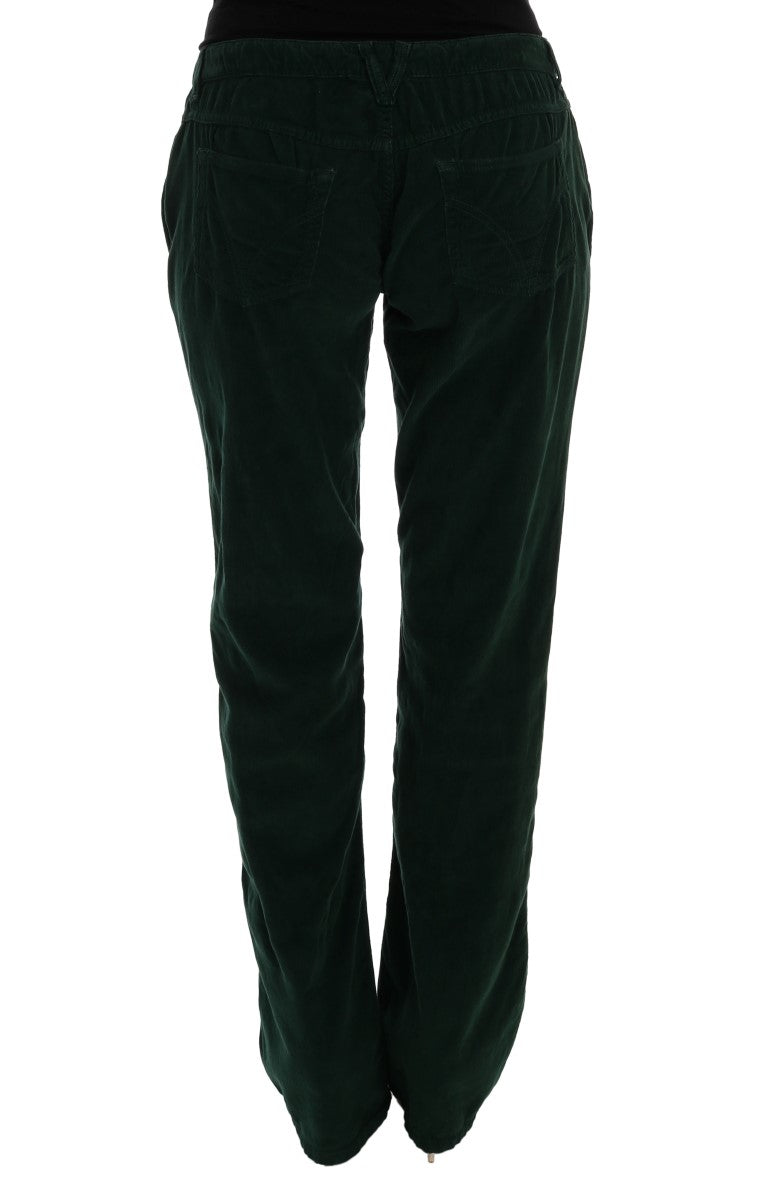 Elegante groene katoenmix broek