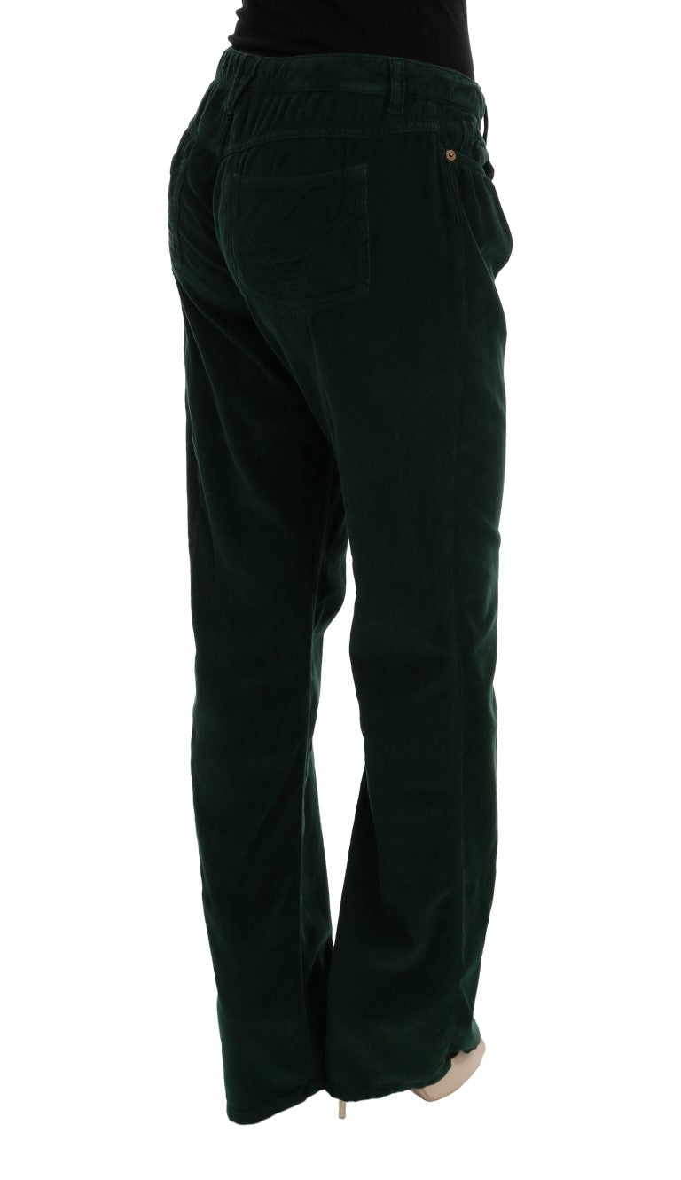 Elegante groene katoenmix broek