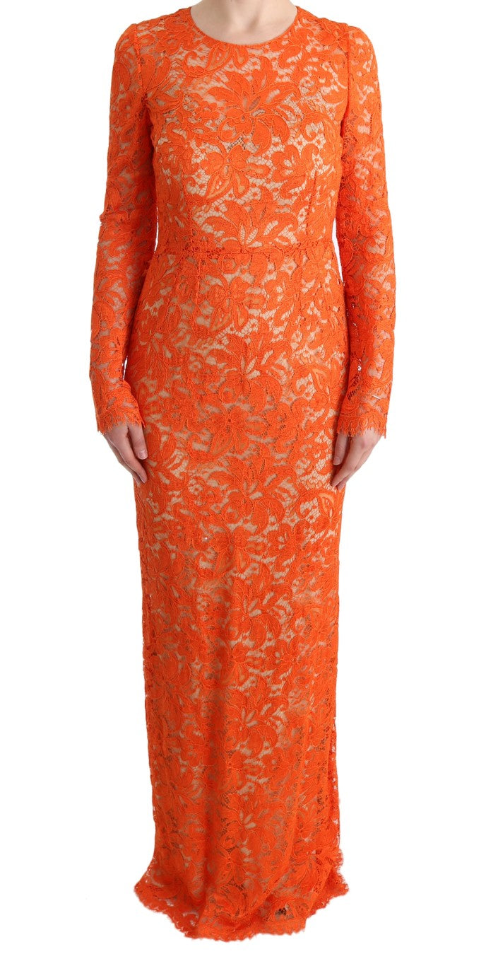 Elegante oranje schedejurk met lange mouwen en lange mouwen