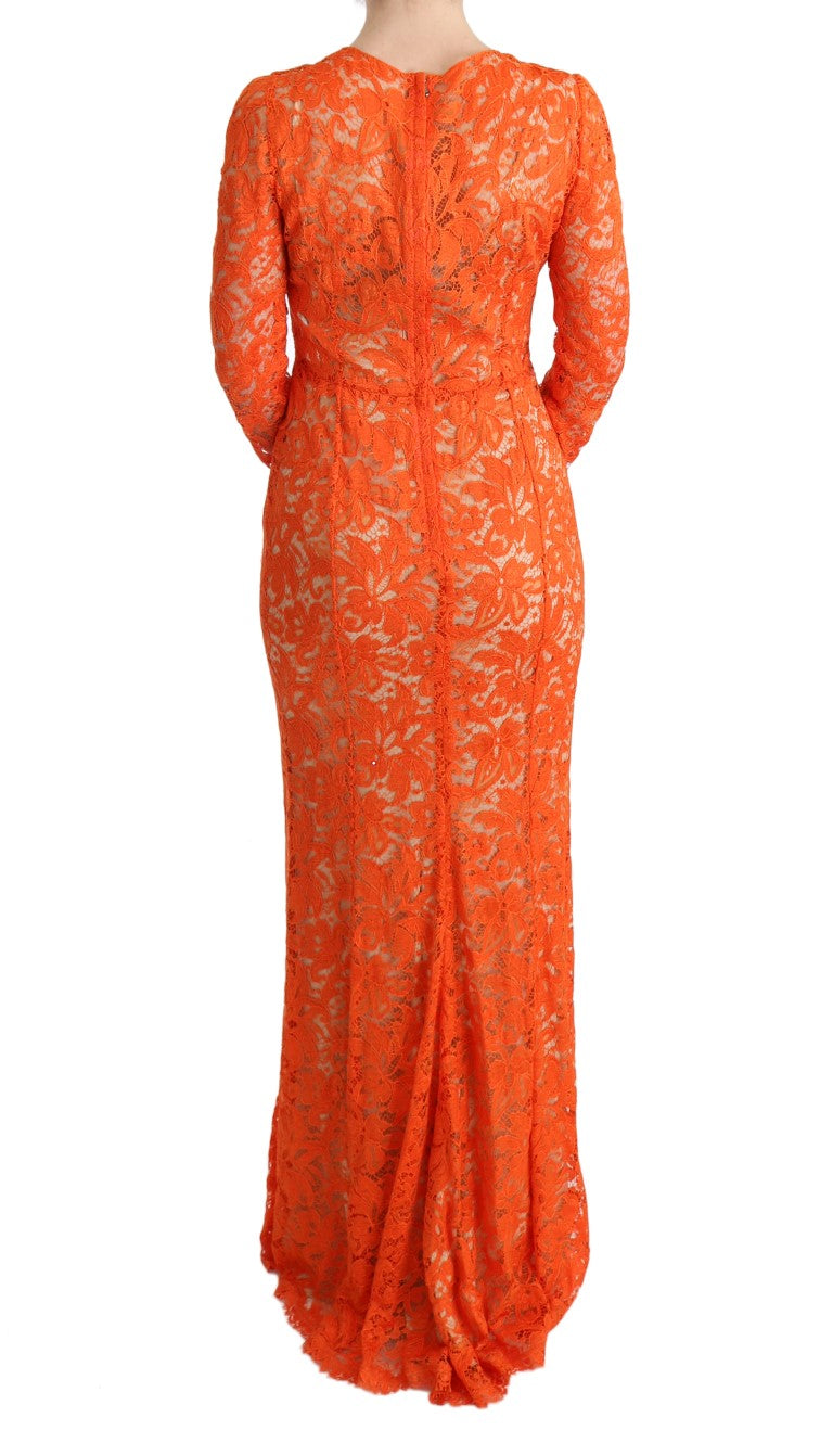 Elegante oranje schedejurk met lange mouwen en lange mouwen