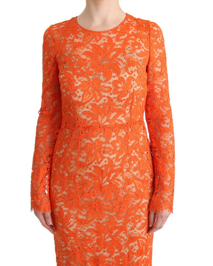 Elegante oranje schedejurk met lange mouwen en lange mouwen