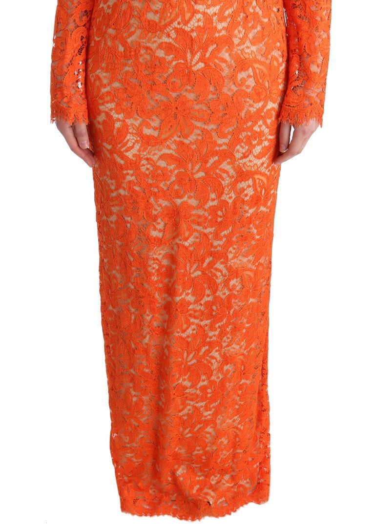 Elegante oranje schedejurk met lange mouwen en lange mouwen