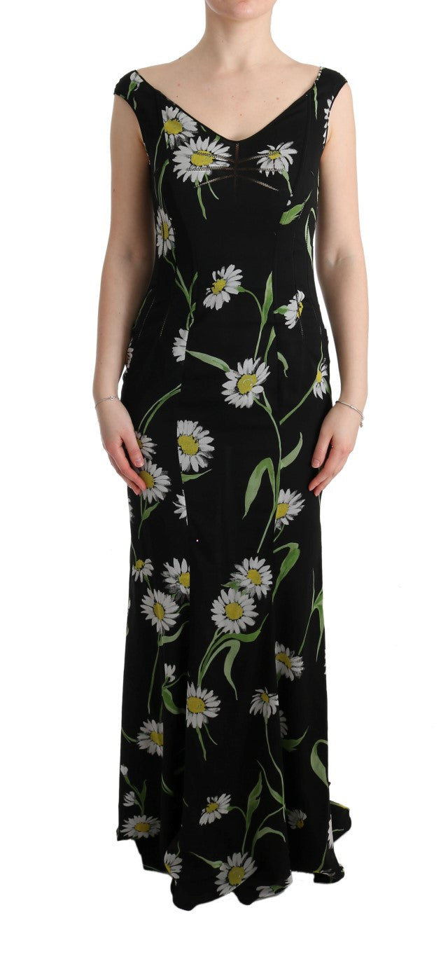 Vestido tubo largo con estampado de girasoles