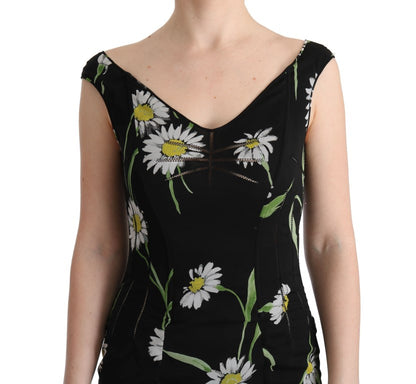 Vestido tubo largo con estampado de girasoles