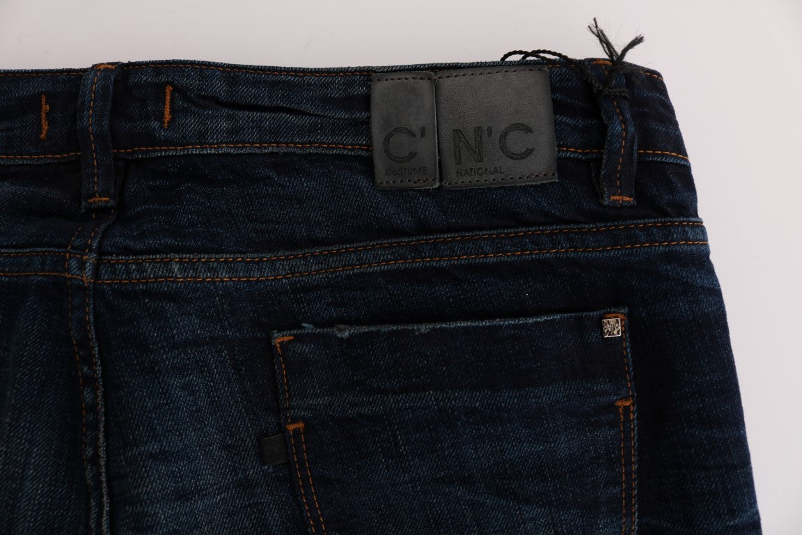 Elegant Blue Regular Fit Cotton Jeans