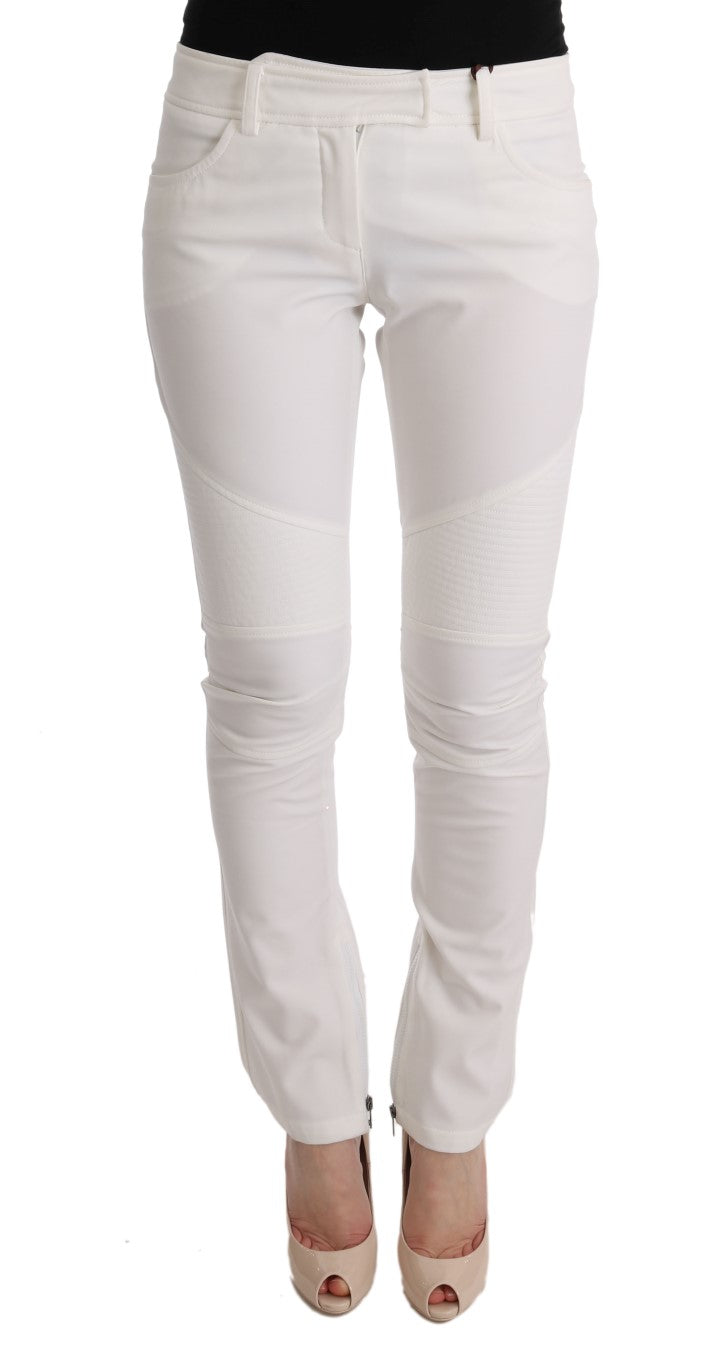 Chic White Slim Fit Cotton Pants