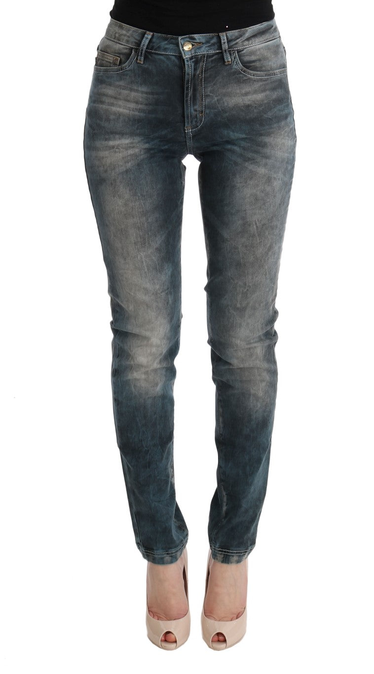 Chique slim-fit jeans met blauwe wassing