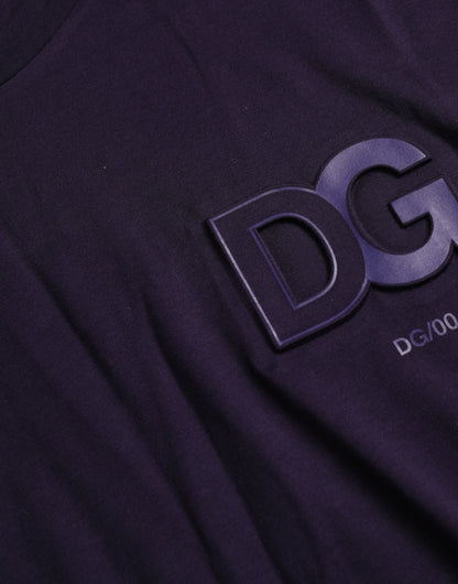 Purple Logo Patch Short Sleeve Cotton T-shirt