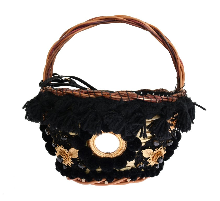 Elegante bolso bombonera de piel de serpiente de paja en beige y negro