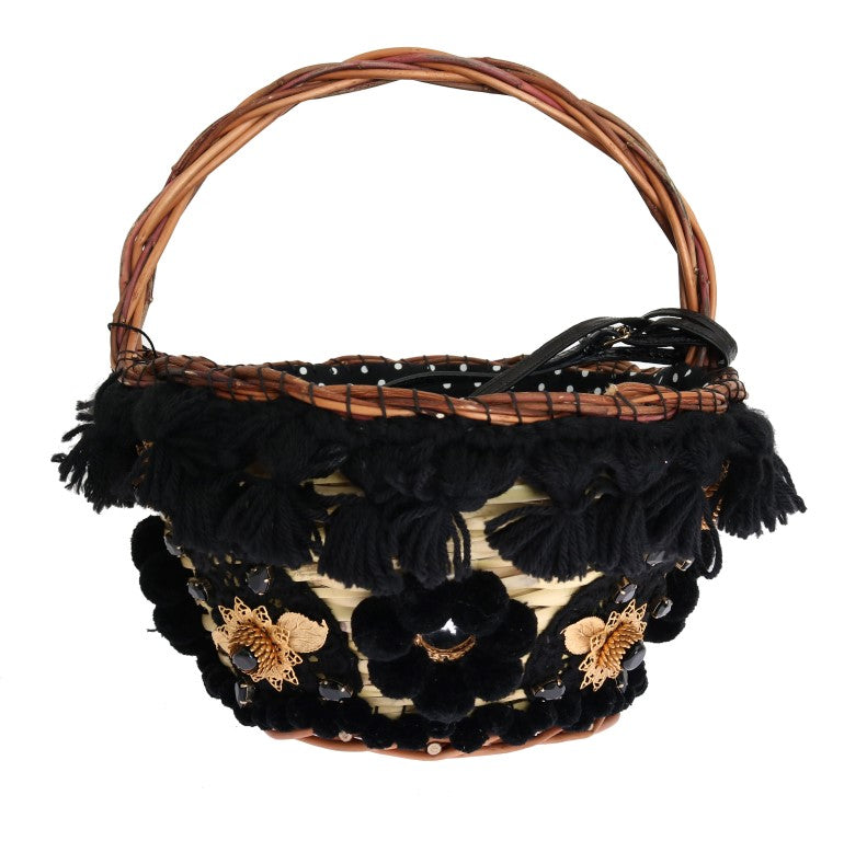 Elegante bolso bombonera de piel de serpiente de paja en beige y negro