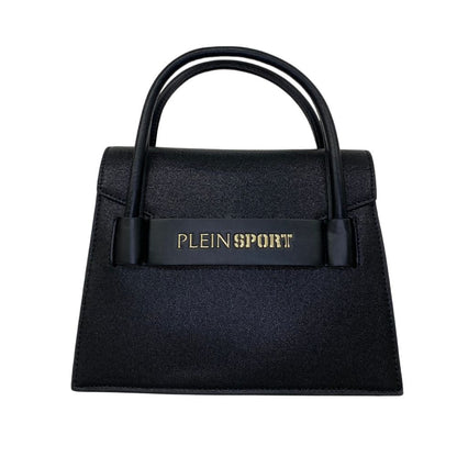 Elegante bolso tote negro con detalle de logotipo