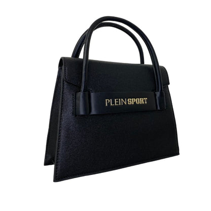 Elegante bolso tote negro con detalle de logotipo