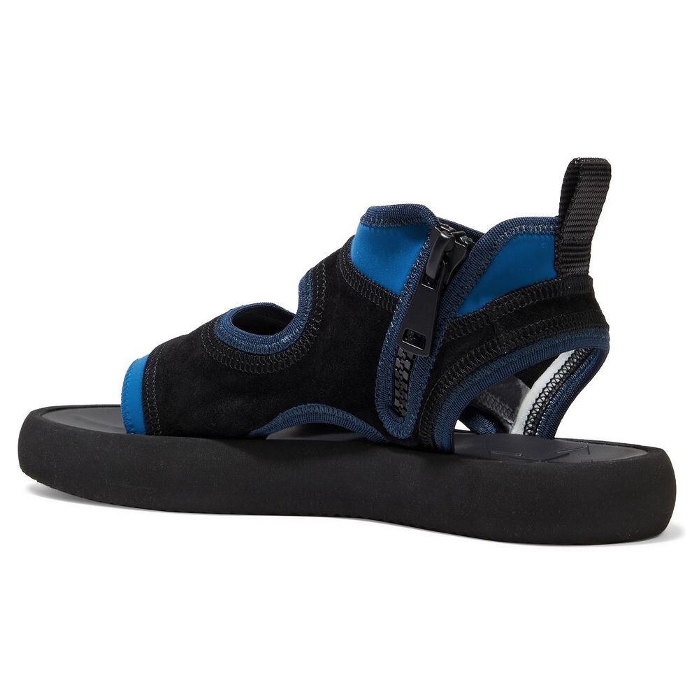 Chic Neoprene and Suede Sandals in Blue