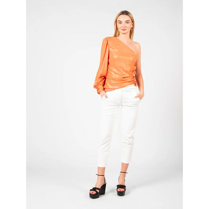 Chic Orange Laminated Blouse