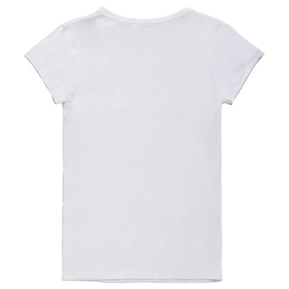 Elegant V-Neck Logo Tee in Pristine White