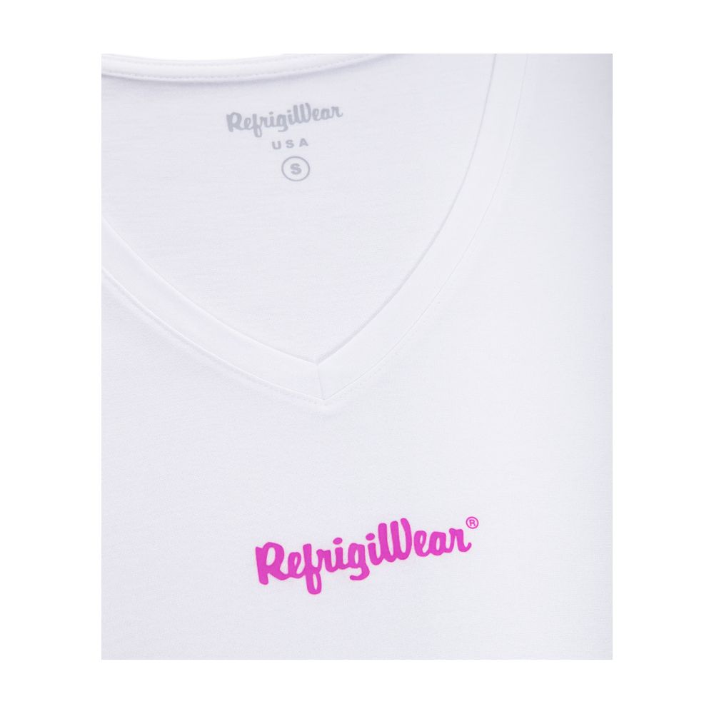 Elegant V-Neck Logo Tee in Pristine White