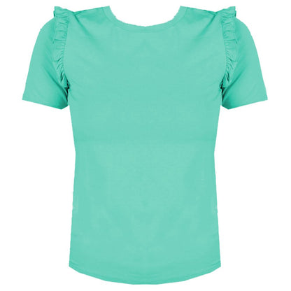 Ruffled Shoulder Crew-neck Chic Top