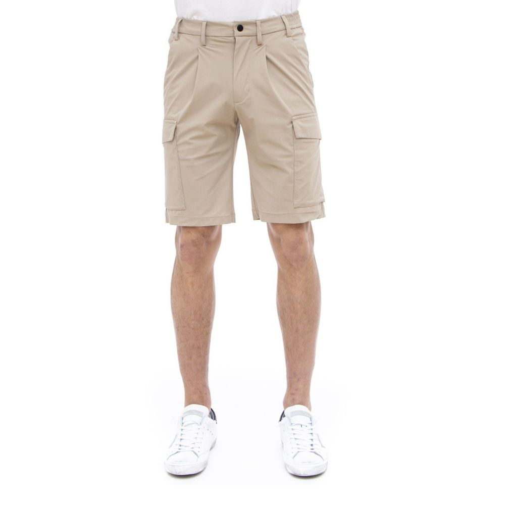 Beige Stretch Bermuda Cargo Shorts