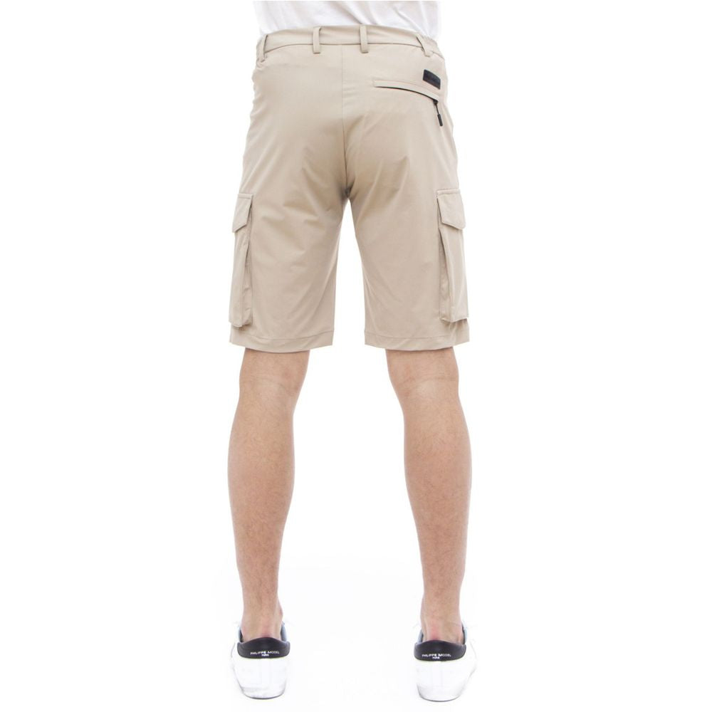 Beige Stretch Bermuda Cargo Shorts