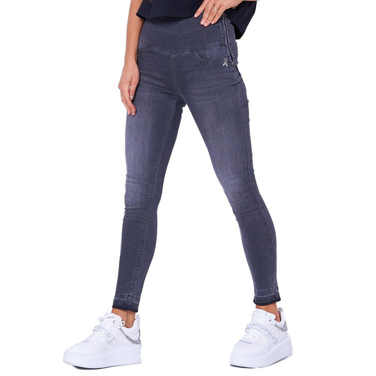 Jeggings ajustados grises elegantes de cintura alta