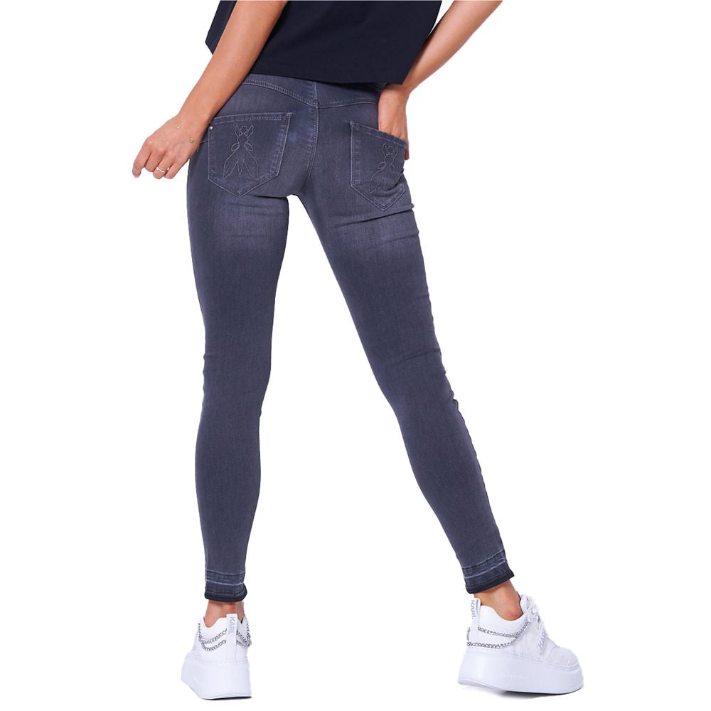 Chique grijze skinny jegging met hoge taille