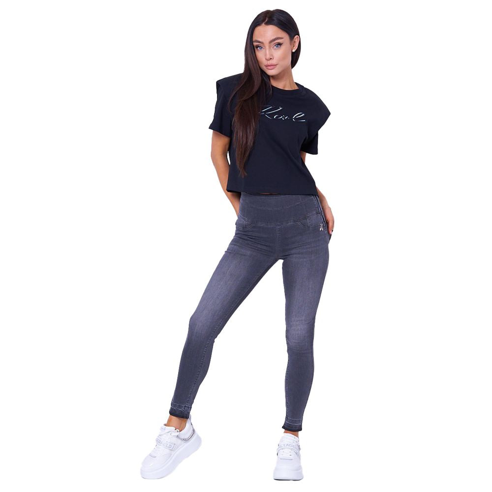 Chique grijze skinny jegging met hoge taille