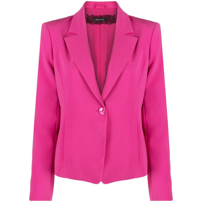 Blazer chic elástico fucsia con un botón