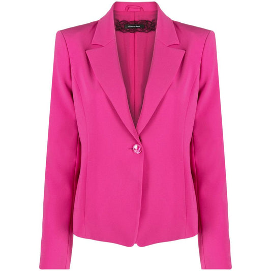 Fuchsia stretchy chique blazer met één knoop