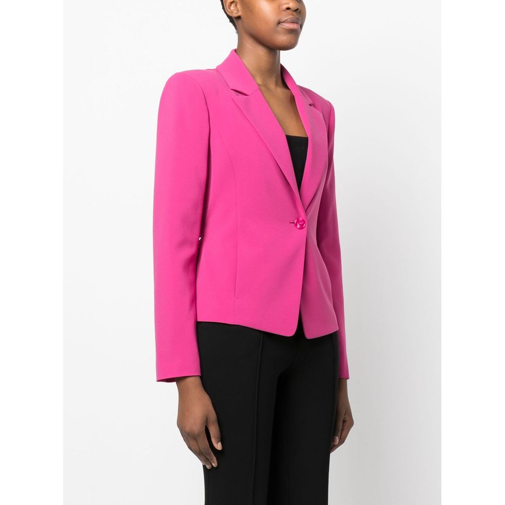 Blazer chic elástico fucsia con un botón