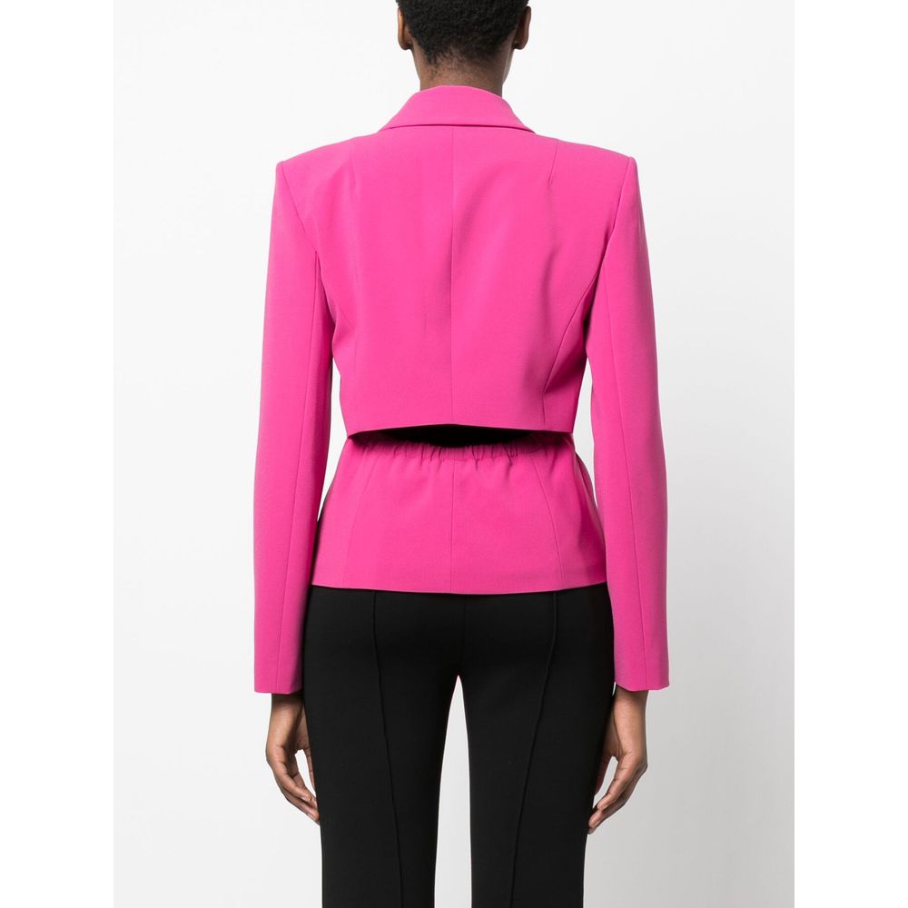 Blazer chic elástico fucsia con un botón