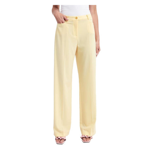 Pantalón Elegante de Tejido Liso en Amarillo